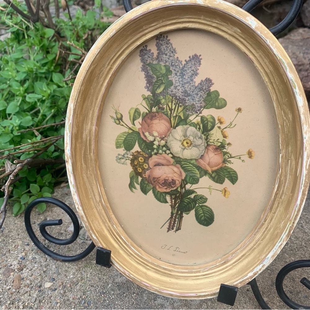 Vintage Framed Oval Botanical Print by Jean Louis (J.L.) Prevost Cottagecore Art - Picture 6 of 16